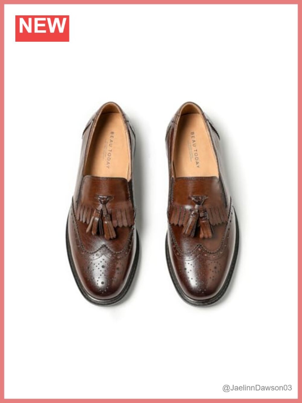 Women's Genuine Calfskin Leather Tassel Loafers Brogue Wingtip Slip-on